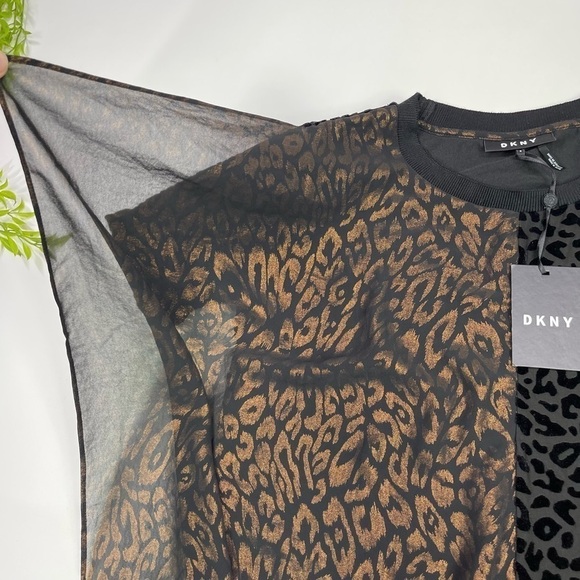 DKNY Top Blouse Size S Mixed-Print Two-Tone NWT - Picture 6 of 11